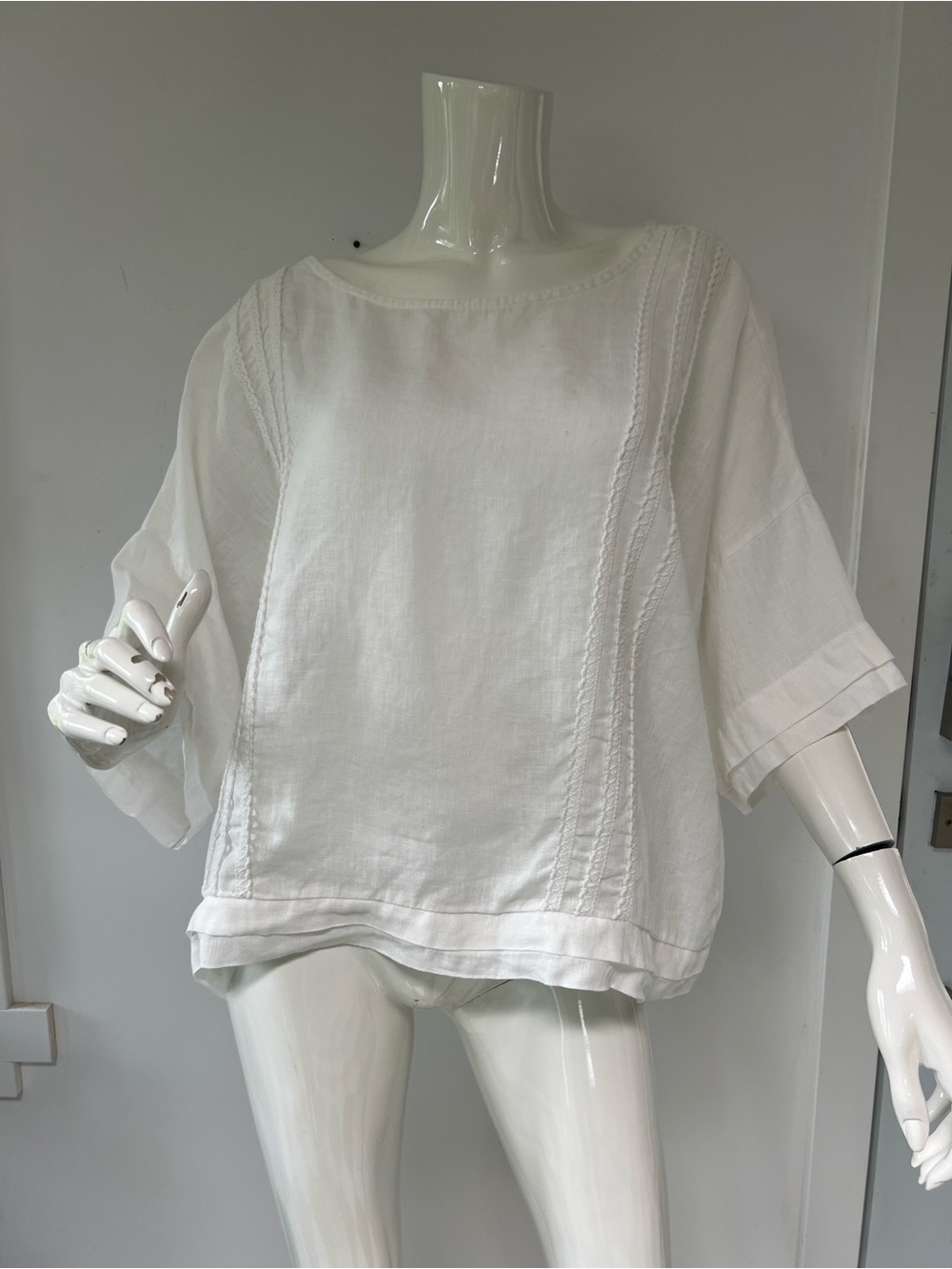 100% linen dropped shoulder tunic top Made in Italy ,Carina Ricci ,large